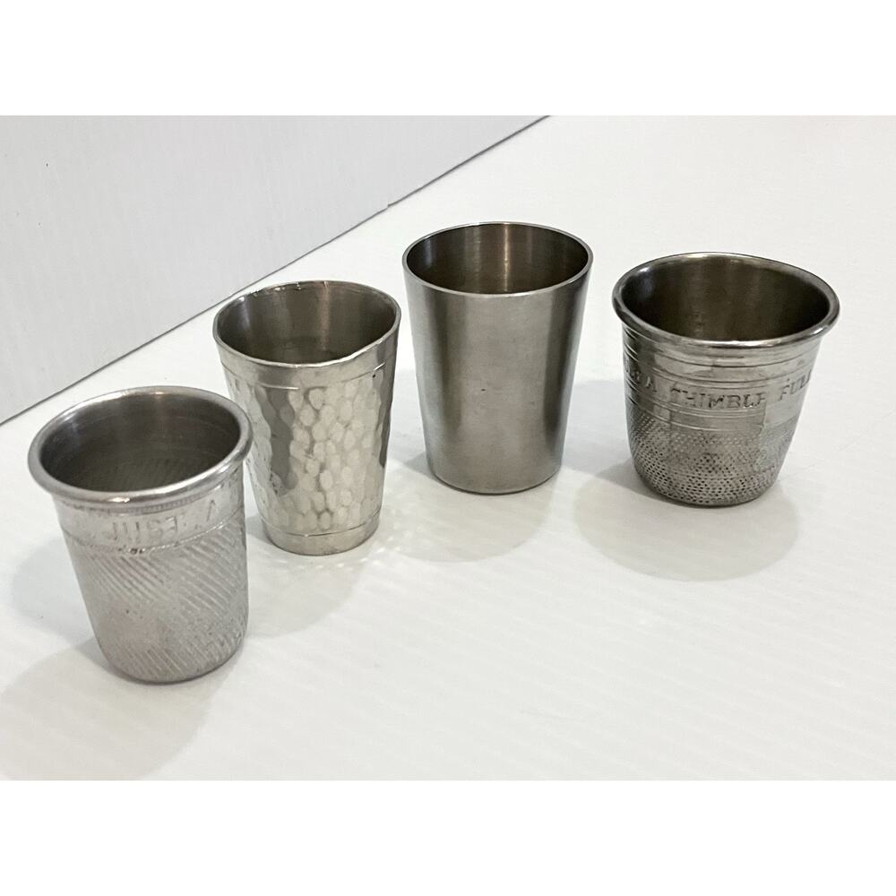 Vintage Pewter Silver Metal Shot Glass Set Of 7 Rein Zinn Steiff William Adams - Picture 8 of 8